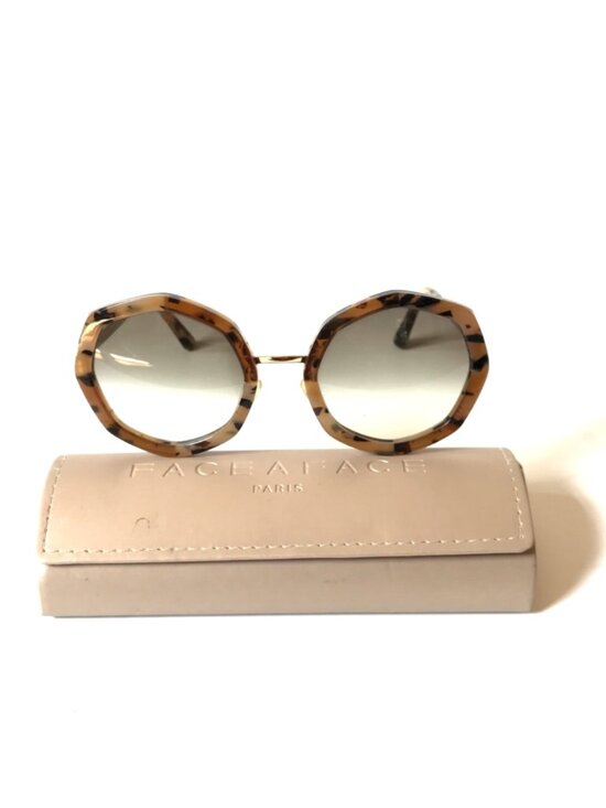 Face a Face Chance 2 Sunglasses Womens Brown Gold Gradient Octagon Italy Plastic